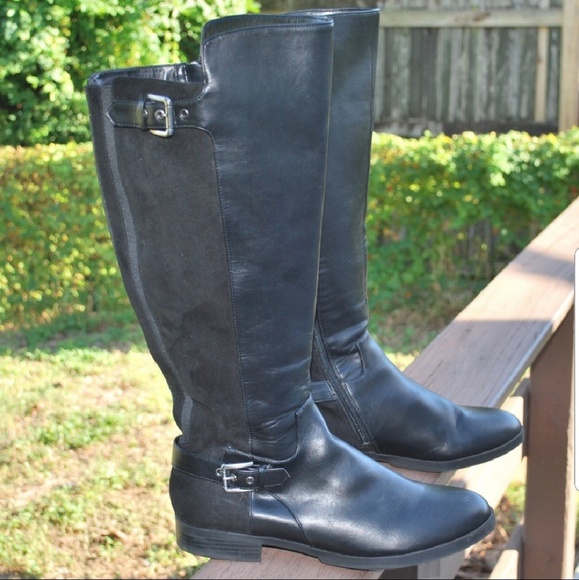 BOOTS~Liz Claiborne Black Riding Boots~Side Zipper~Round Toe~EUC - Picture 3 of 10